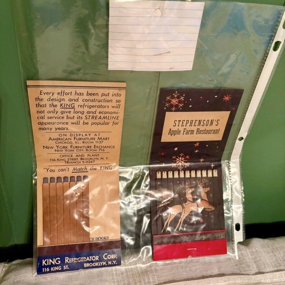 Christmas & Frig Advertising GIANT FULL FEATURE MATCHBOOKS 1940s Lion Match Co - Picture 2 of 5